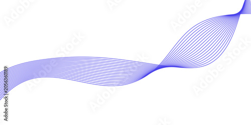 A smooth, undulating wave of translucent blue lines flows gracefully across a white background, creating an abstract visual of elegant movement.
