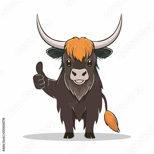 Cute Highland Cow Giving Thumbs Up