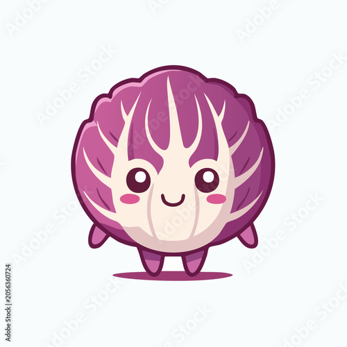 Cute Kawaii Red Cabbage Character