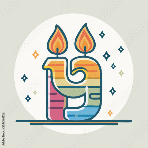 Number 19 Birthday Candle Illustration
