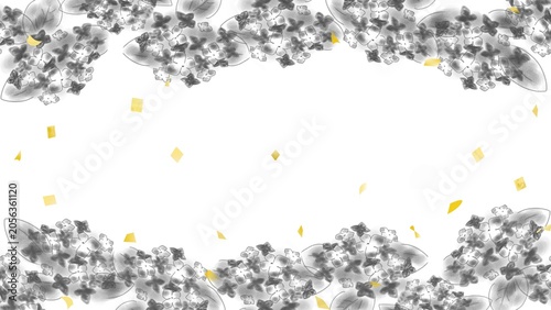 白黒の紫陽花（あじさい）のイラスト