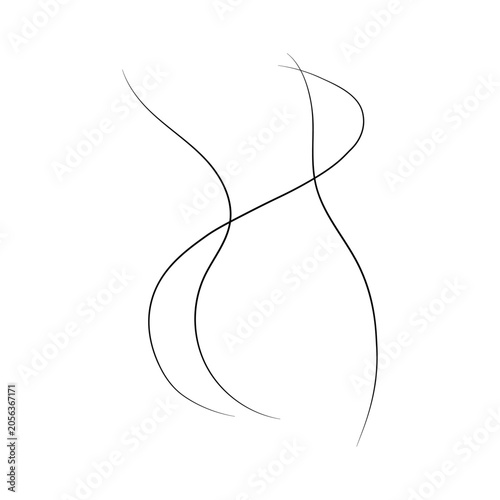 Canvastavla Body shape abstract background with black geometric line curves and creative min