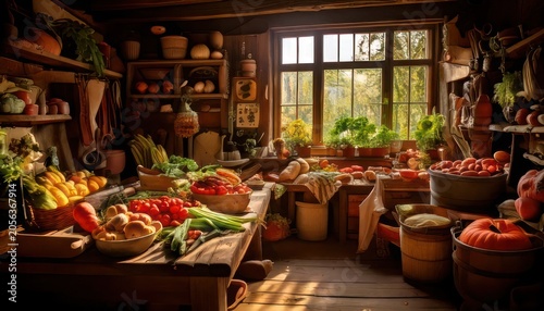 Abundant Harvest - A Rustic Still Life of Fresh Produce.
