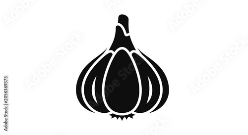 Cuadro en lienzo Garlic bulb silhouette represents culinary ingredients and healthy nutrition in a bold graphic design format that is suitable for organic food packaging or restaurant menu branding projects