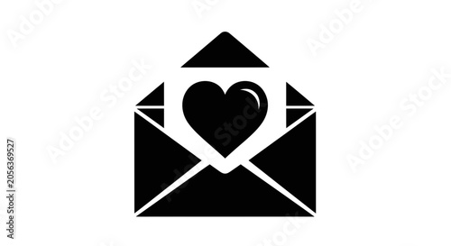 Cuadro en lienzo Envelope icon featuring a central heart shape symbolizes romantic correspondence, affectionate messaging, and the expression of love through traditional written communication methods