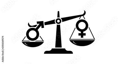 Obraz na plátně Scales of justice balancing gender symbols illustrate the complex social concept of gender equality, parity, and the ongoing pursuit of fair representation in contemporary modern society today