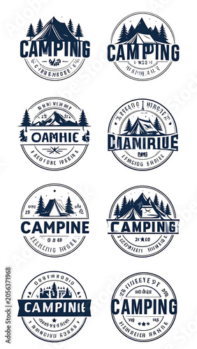 Camping Badge Emblems Set