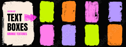 Schilderij op canvas Grunge figure text box doodle with shape stamp and rough rectangle effect for layout