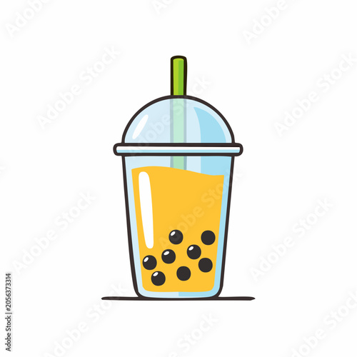 Cute Boba Tea Drink with Tapioca Pearls