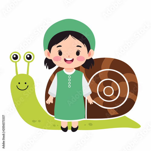 Cute Girl Dressed as a Snail