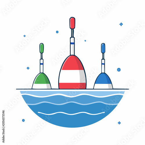 Three Fishing Floats on Water