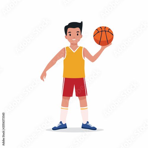 Young Boy Holding a Basketball