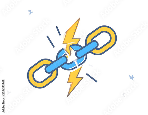Broken Link Illustration with Lightning Bolt