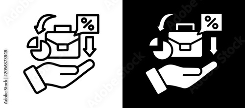 Cuadro en lienzo Dividend Income Icon Set In Black And White Filled Style Collection