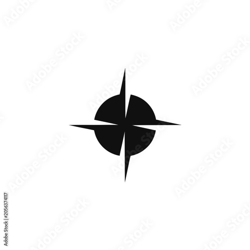 Minimalist geometric star compass vector symbol.