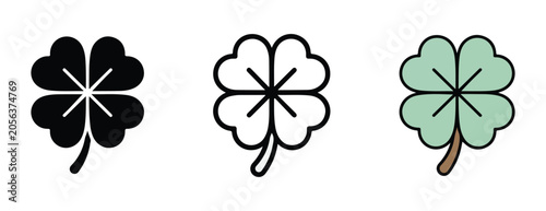Canvastavla leaf clover icons in different colors and styles for luck and nature themes  var