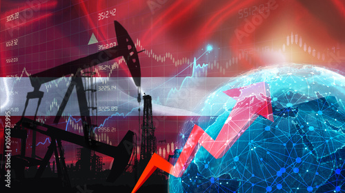 Konstfotografi Global oil growth with Latvian flag