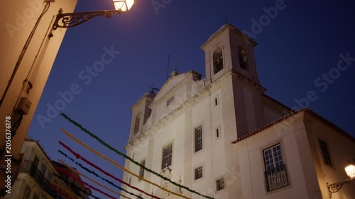 Church Facade Decorated for Santos Populares Festival Lisbon Portugal Shot with Cinema Camera