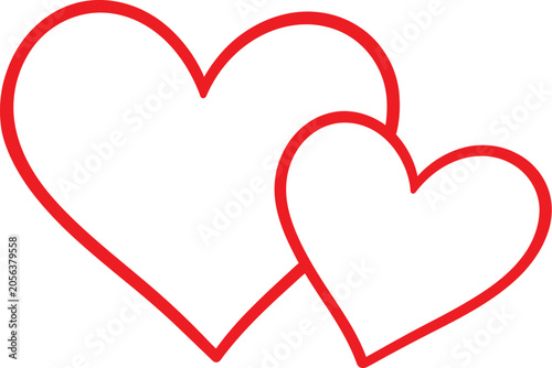 Two Red Heart Outline Icons Love Romance Valentine Symbol