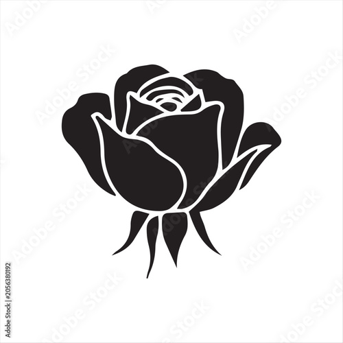 Vintage English Rose Illustration Silhouette Design