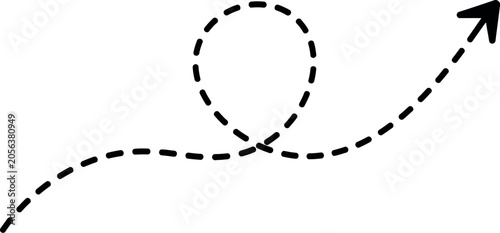 Dotted Path Arrow Icon Curved Route Journey Travel Direction