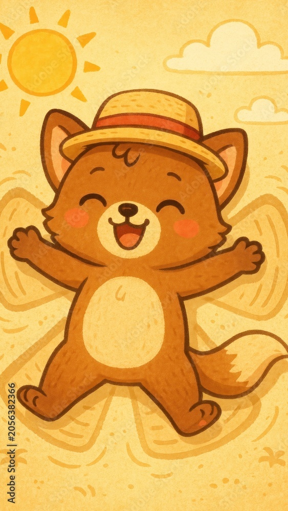 Fototapeta premium Joyful fox enjoying sunshine