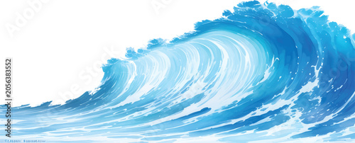 Powerful blue ocean wave crashing with large white splash on white background water splash wave pattern pure water big cresting breaking abstract background environment