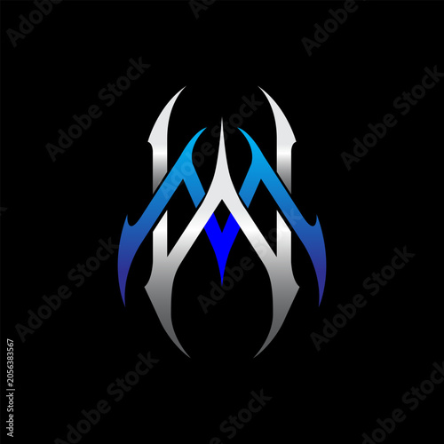 Modern Stylish Gothic Letter Linked MW Logo