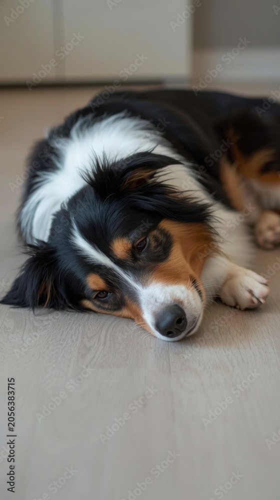 Fototapeta premium Border Collie dog relaxed on the floor