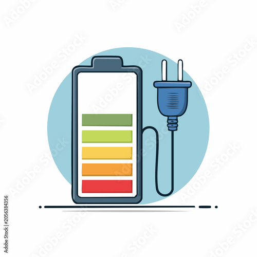 Battery Charging Icon with Power Plug
