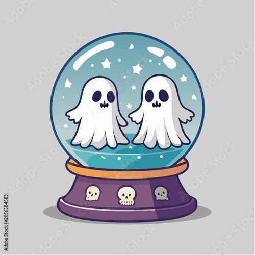 Cute Ghosts in a Snow Globe