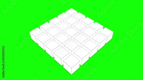 3D Cube Bouncing Animation on Green Screen, Seamless Loop Background