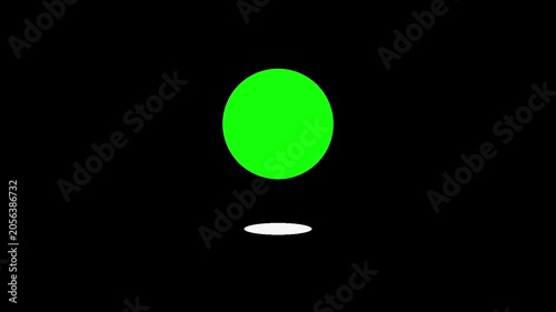 Bouncing Green Ball Animation on Black Background, Seamless Loop