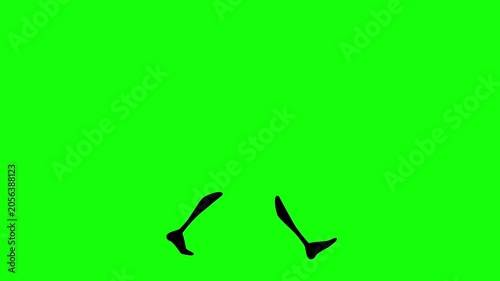 Black Foot Animation on Green Screen, Walking Cycle Loop