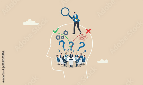Schilderij op canvas Decision right meeting teams together incorrect, solve problem, critical thinkin