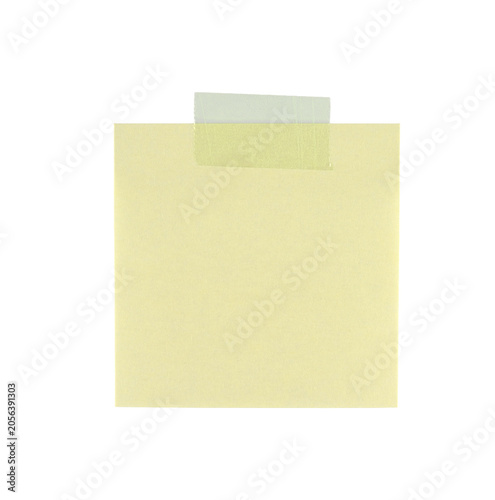 фотографія Nota o memo de color amarillo con cinta adhesiva de color verde