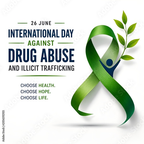 International day against drug abuse and illicit trafficking 26 june awareness ribbon concept