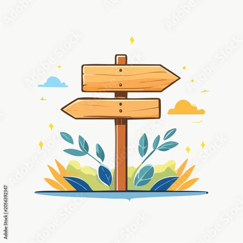 Wooden Directional Signpost with Nature Elements