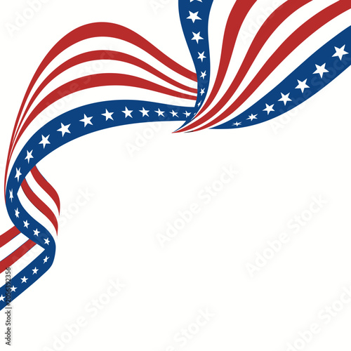 Abstract american flag star and stripe wave art.