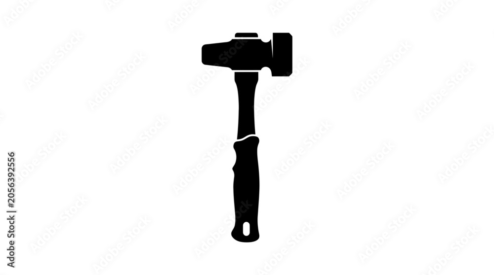 Naklejka premium Black silhouette of a hammer tool.