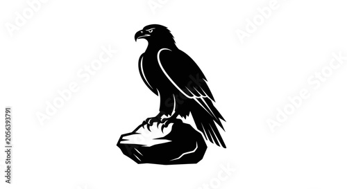 Tableau sur toile Majestic eagle perched atop a rugged stone, observing its surroundings with keen focus