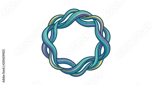 Vászonkép Abstract Circular Interwoven Ribbon Frame Design