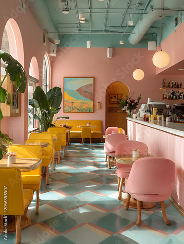 Charming Cafe Ambiance Urban Center Interior Photography Colorful Decor Inviting Space Aesthetic Experience