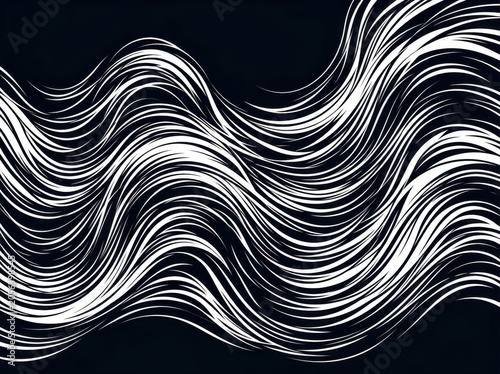 Black and white wavy lines pattern abstract design
