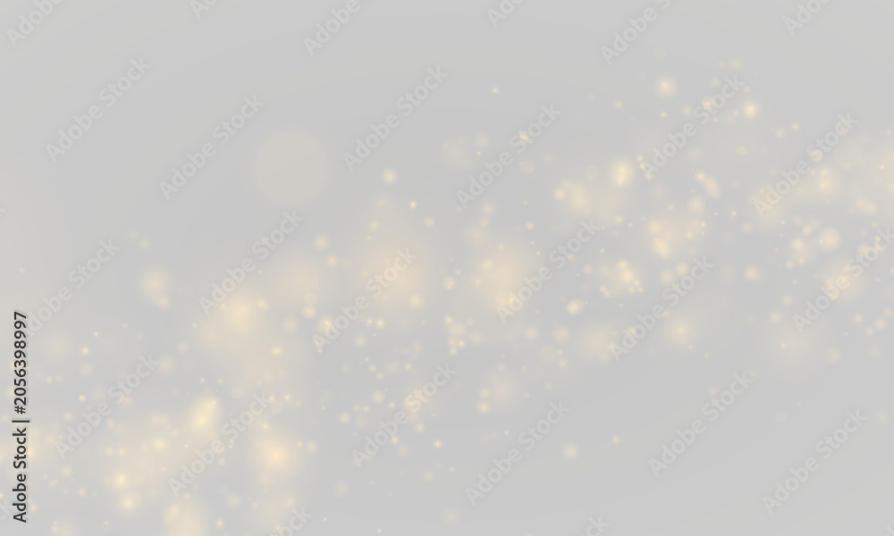 Obraz premium Warm golden glitter floats with delicate luminous sparkles. The elegant glow adds festive charm. Perfect for decorative designs. PNG