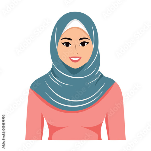 Woman in Hijab Flat Vector Illustration