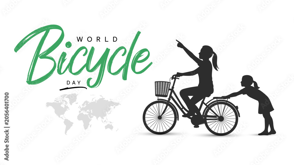 Obraz premium World Bicycle Day Flat Vector Illustration