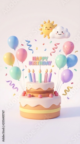 Cute Cartoon Style Birthday Card Background