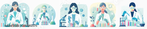 Foto Vector of a female scientist conducting a laboratory experiment