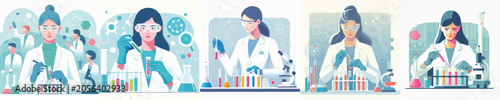Canvastavla Vector of a female scientist conducting a laboratory experiment